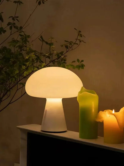 Elegant White Ceramic Mushroom Table Lamp - Fesara