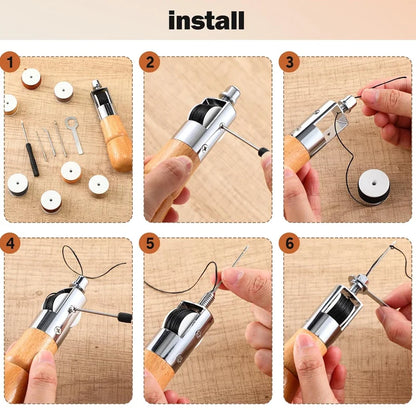 Leather Repair Kit with Tools and Wax Thread