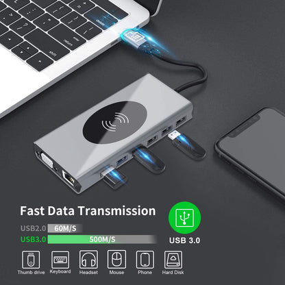 Universal USB-C Wireless Charging Hub Station