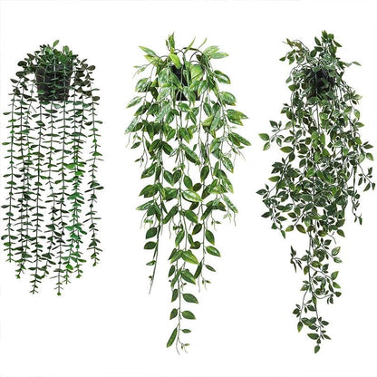 Green Artificial Hanging Plant Basket 90cm Decor