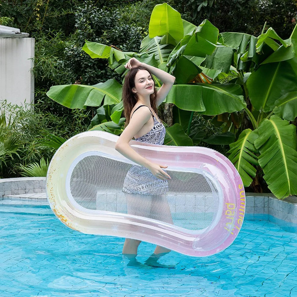 Comfortable Pool Float Lounge with Mesh and Armrests