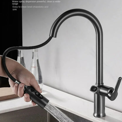 Touch Control Kitchen Faucet with LED Display and Rotating Spout