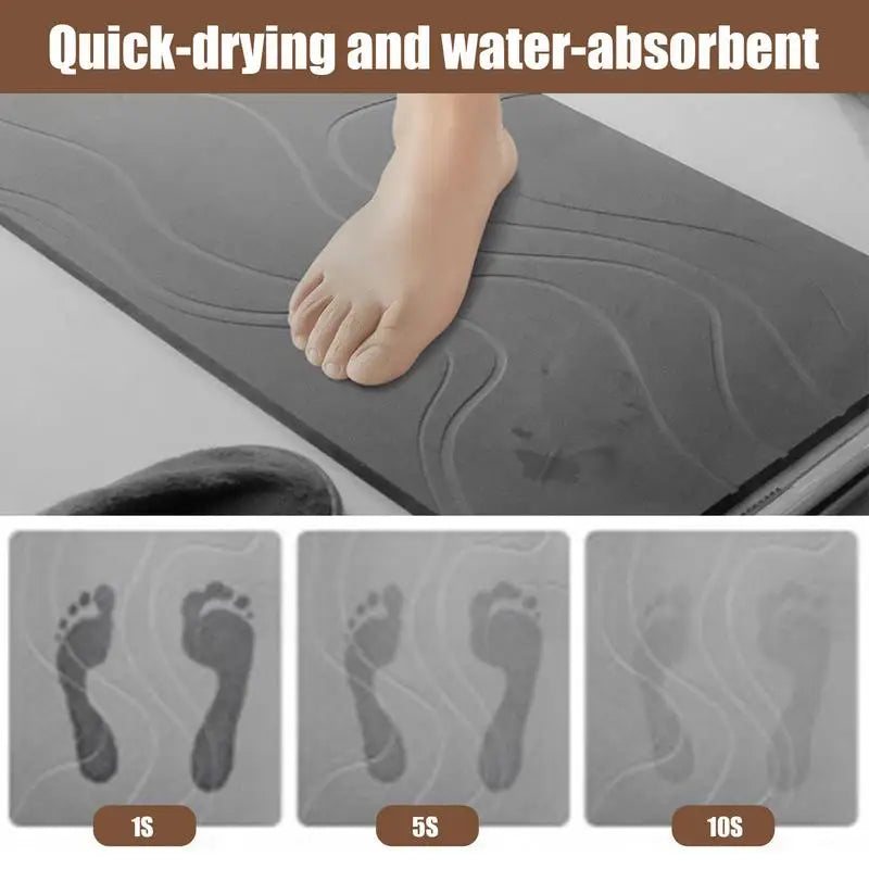 Non-Slip Stone Effect Bath Mat, Quick Dry, 40x60cm