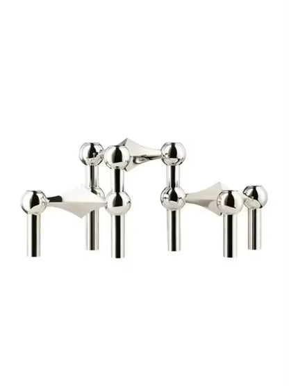 Contemporary Metal Candle Holder - Sleek Silver Candle Stand
