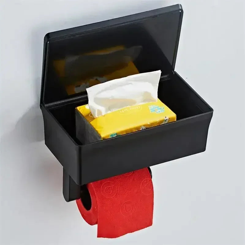 Modern Bathroom Toilet Paper Holder with Storage Shelf