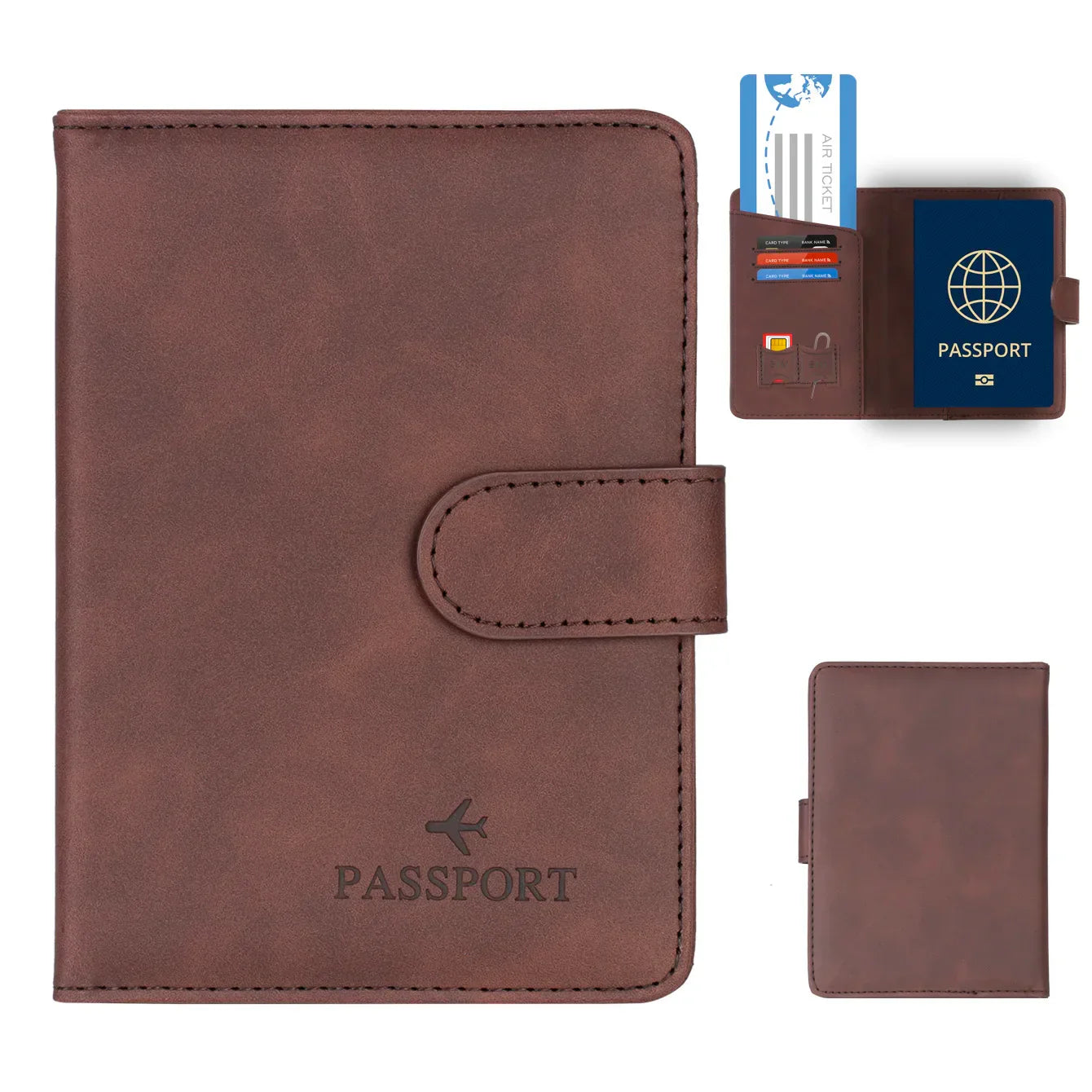 Genuine Leather Passport Wallet with RFID Blocker