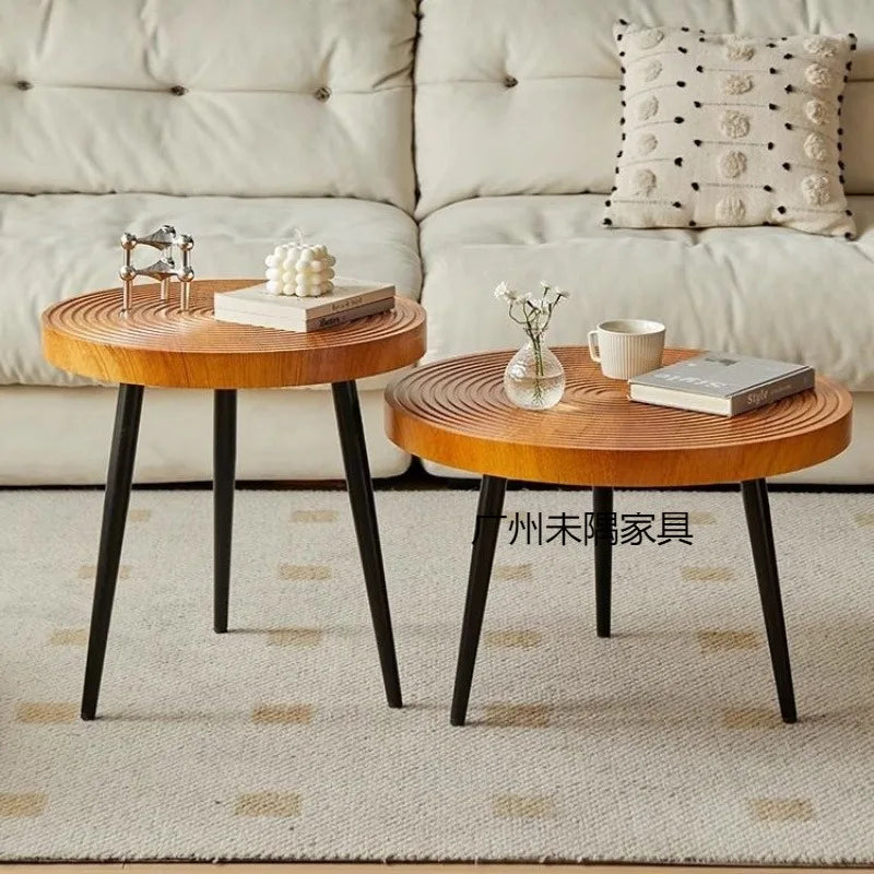 Traditional Round Wood Coffee Table Japanese Style Low Table