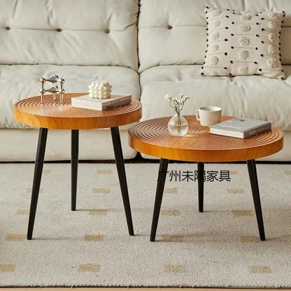Traditional Round Wood Coffee Table Japanese Style Low Table