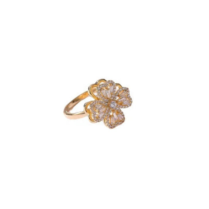 Sparkling Floral Zircon Statement Ring