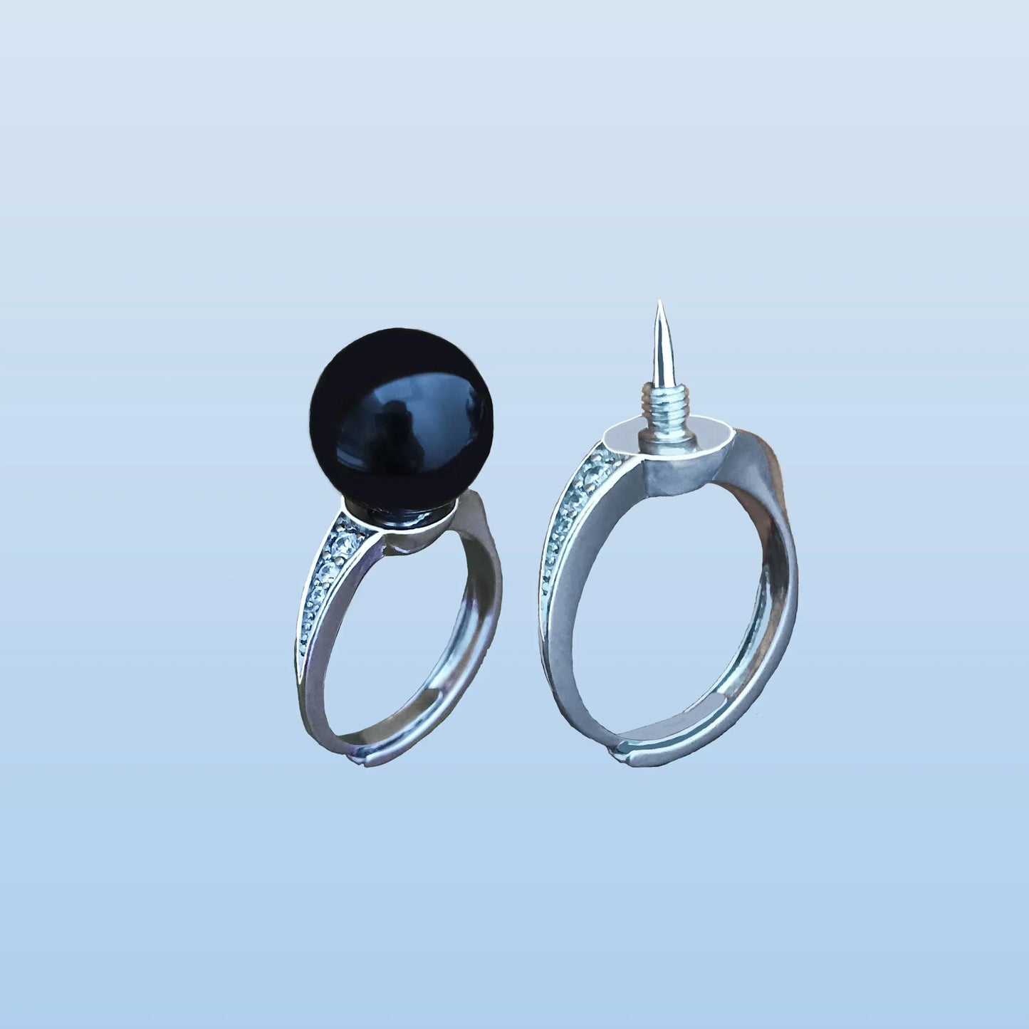 Secret Black Onyx Concealed Blade Ring