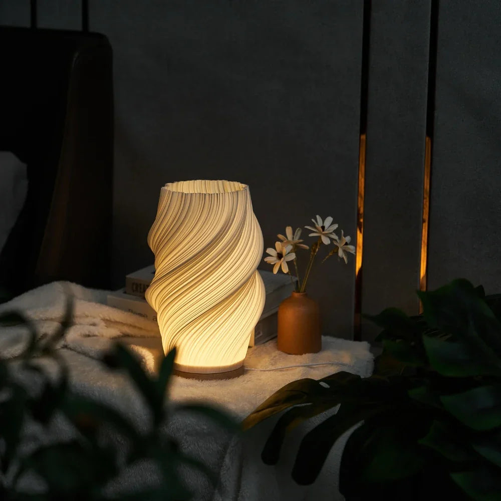 Modern Table Lamp with Sleek Wave Shape and Dimmable Light