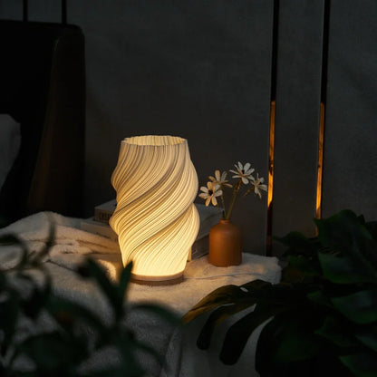 Modern Table Lamp with Sleek Wave Shape and Dimmable Light