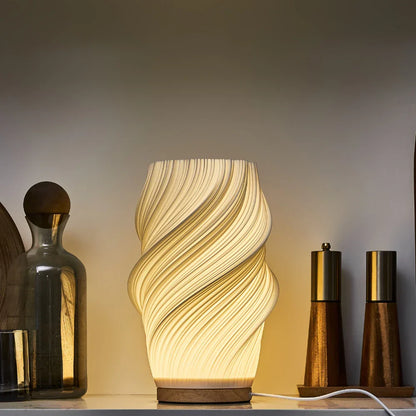 Modern Table Lamp with Sleek Wave Shape and Dimmable Light