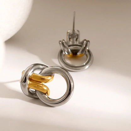 Dual Tone Knot Drop Earrings