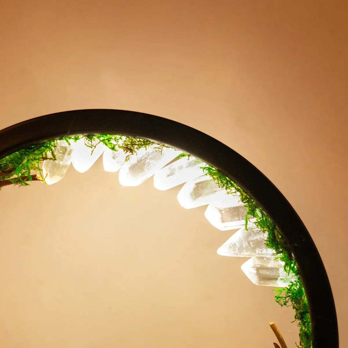 Stylish Night Lamp - Round Green Crystal Accent