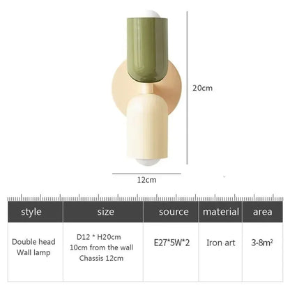 Simple Cream LED Double Wall Light For Home Decor
