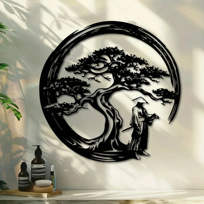Asian Style Metal Wall Art Bonsai Tree Decor - Fesara