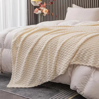 Plush Checked Velvet Blanket Soft Warm Throw