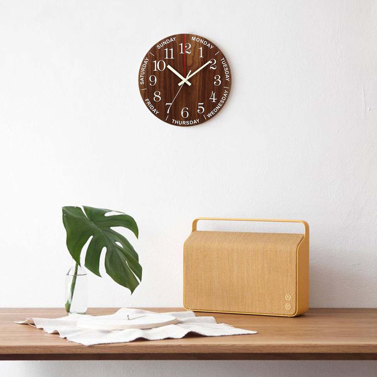 Rustic Wooden Glow Quiet Wall Clock