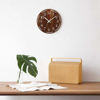 Rustic Wooden Glow Quiet Wall Clock