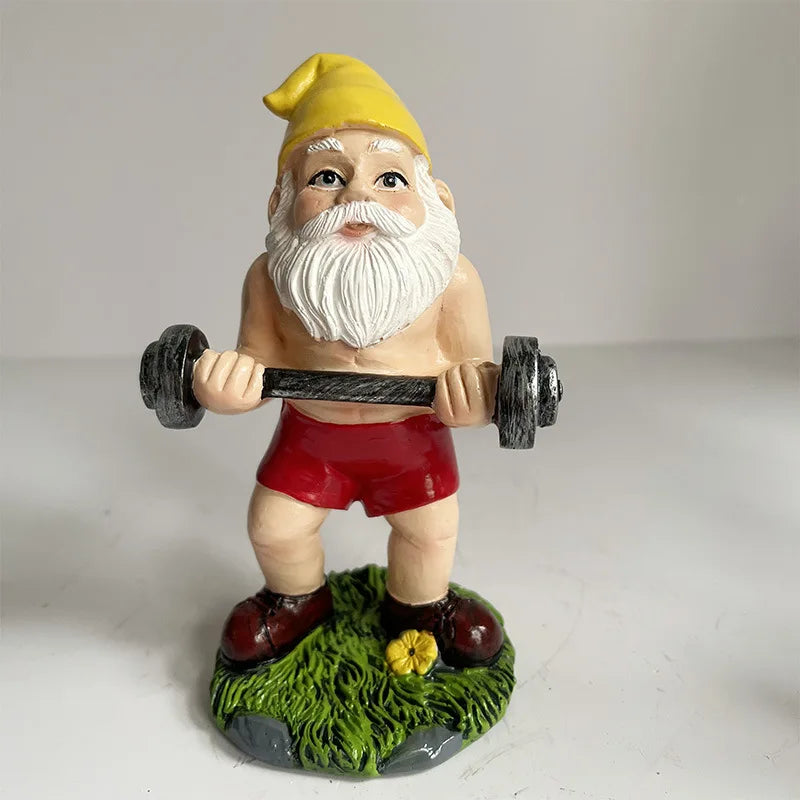 Comical Gnome Resin Statue for Home Garden Decor