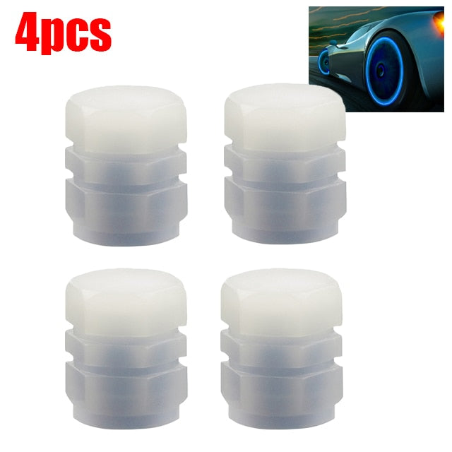 Glowing Car Tire Valve Stem Caps 4 Pack