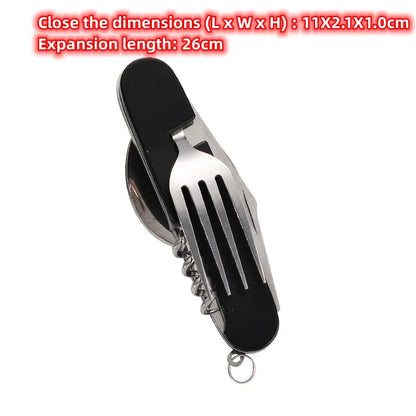Portable 4-in-1 Stainless Steel Camping Cutlery Set