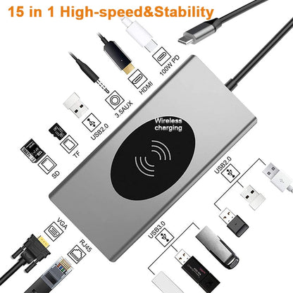 Universal USB-C Wireless Charging Hub Station