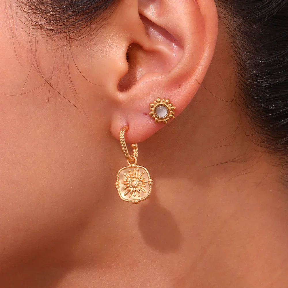 Delicate Gold Sun Drop Earrings