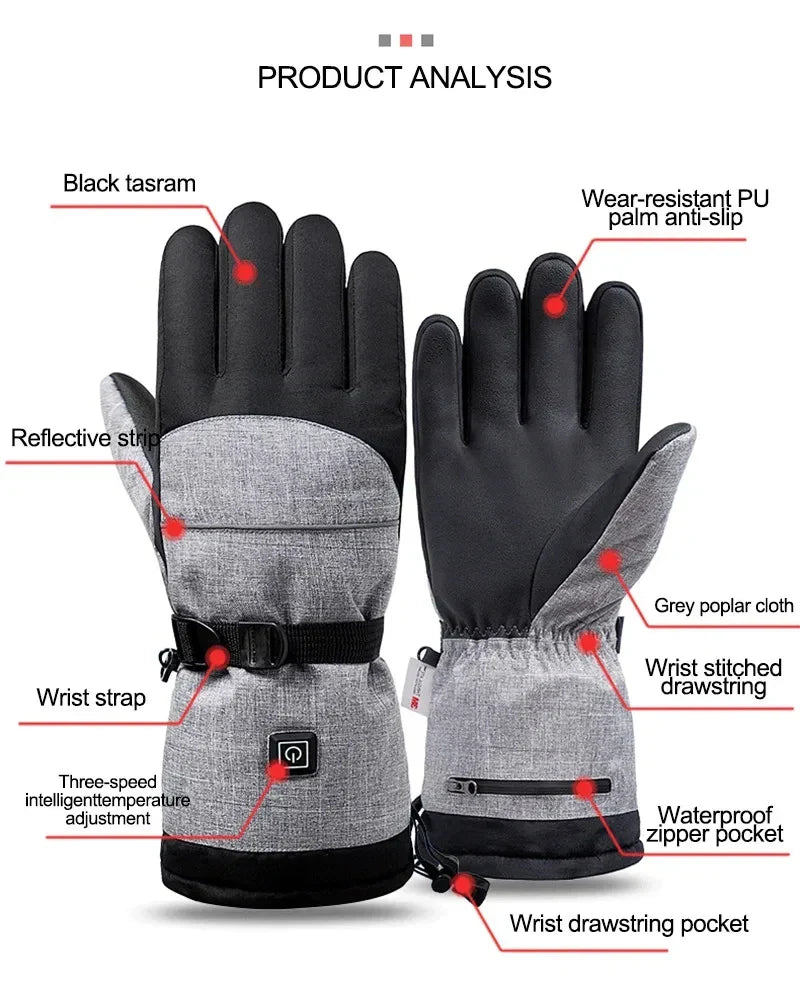 Warm Waterproof Electric Gloves for Outdoor Sports