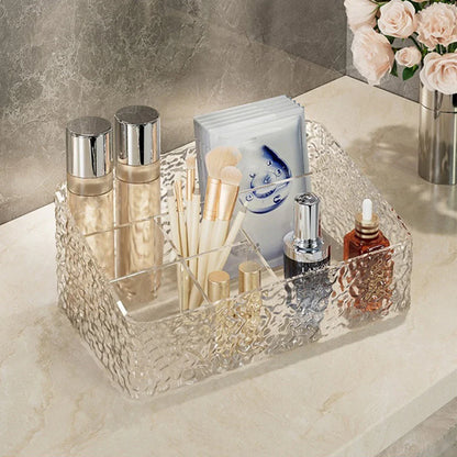 Spacious Makeup Storage Box with Wave Pattern