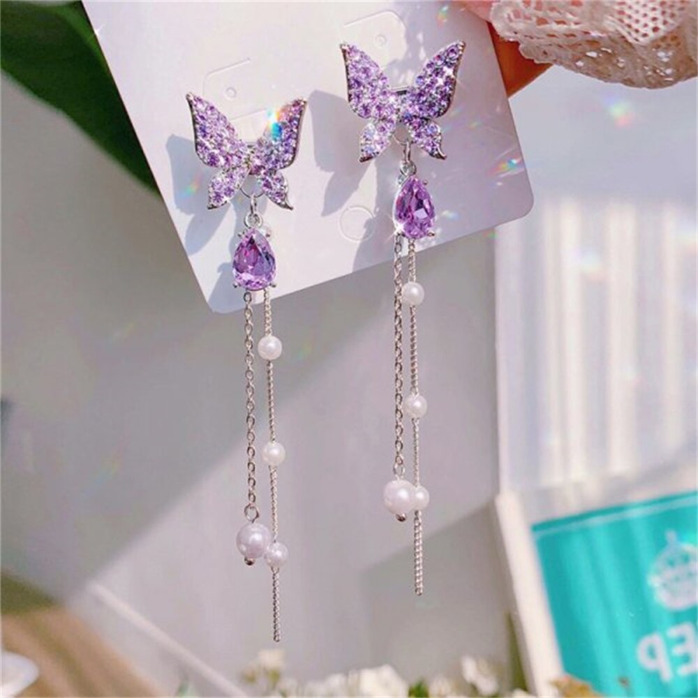 Beautiful Natural Butterfly Drop Earrings