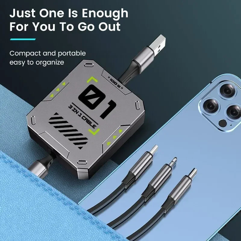 Universal 3-in-1 Fast Charge USB Cable 100W
