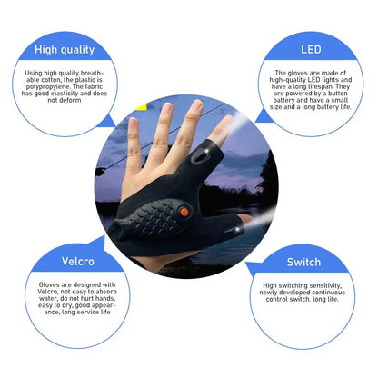 Waterproof LED Fishing Gloves with Rechargeable Lights