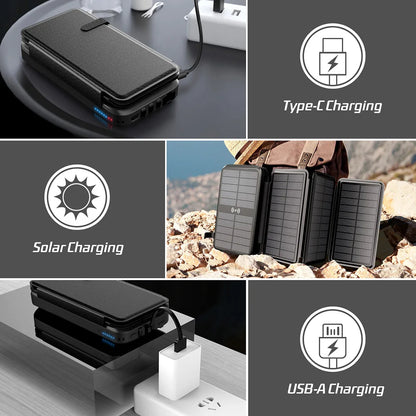 Portable Solar Power Bank 43800mAh Fast Charger