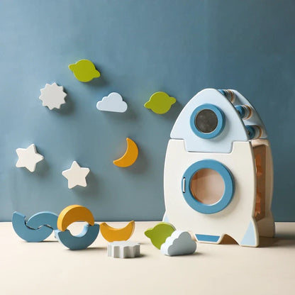Natural Wood Space Building Blocks Set