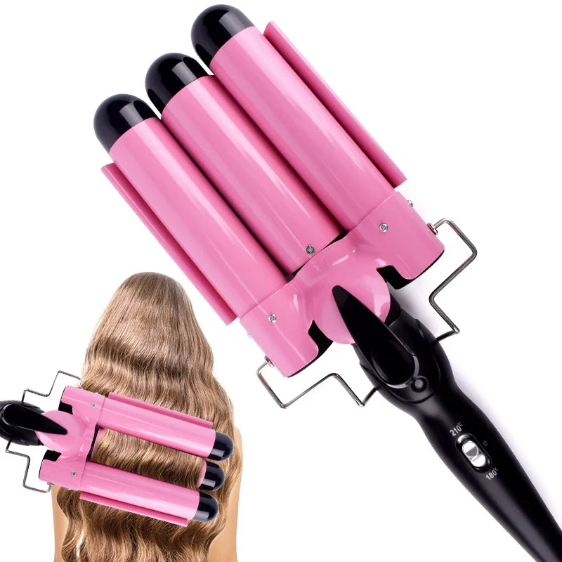 Premium 3 Barrel Curling Iron Wand - Fesara