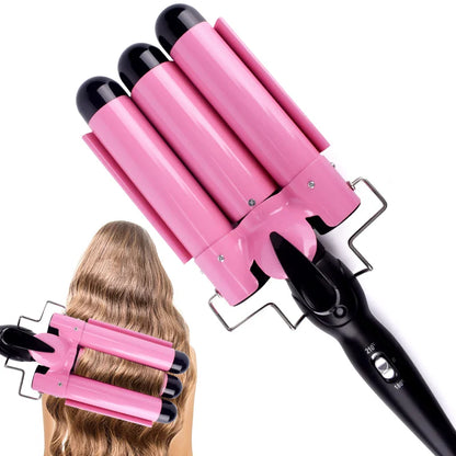 Premium 3 Barrel Curling Iron Wand - Fesara