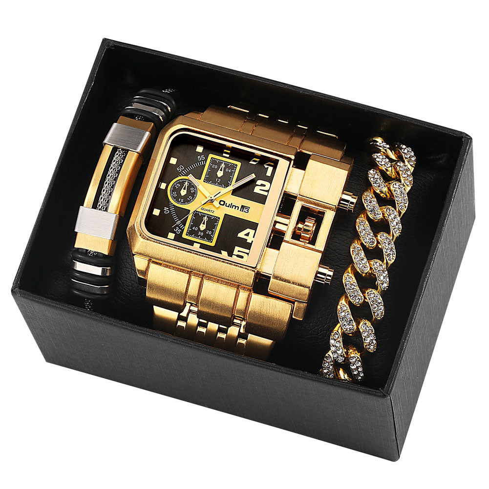 Large Face Quartz Men's Watch Executive Gift Set