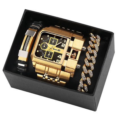 Large Face Quartz Men's Watch Executive Gift Set