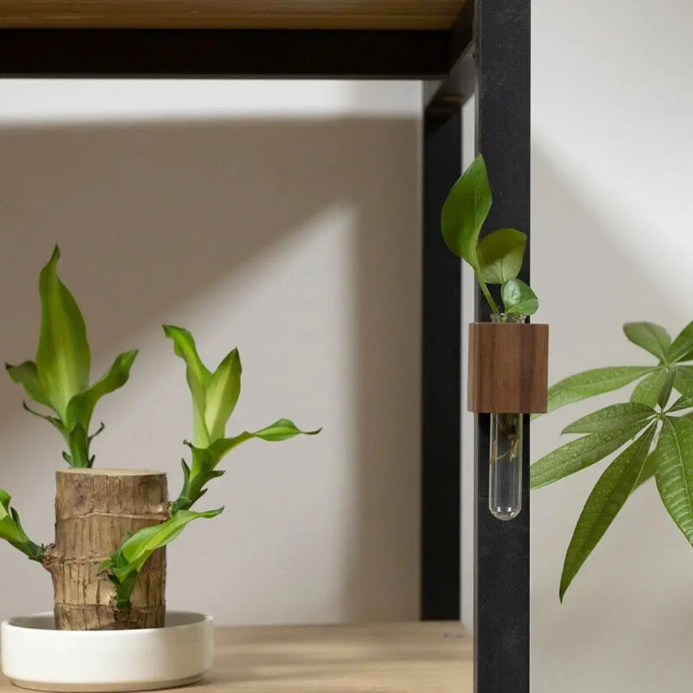 Natural Wood Floral Tube Vase