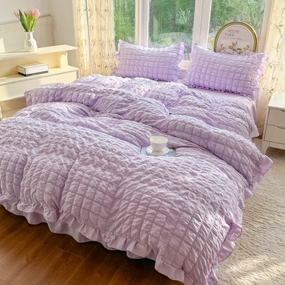 Soft Ruffled Bedroom Duvet Cover Set