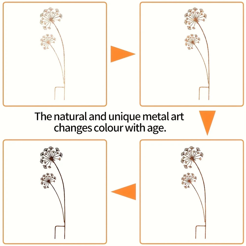 Colorful Metal Flower Garden Stake Decor