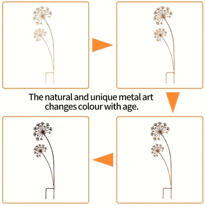Colorful Metal Flower Garden Stake Decor