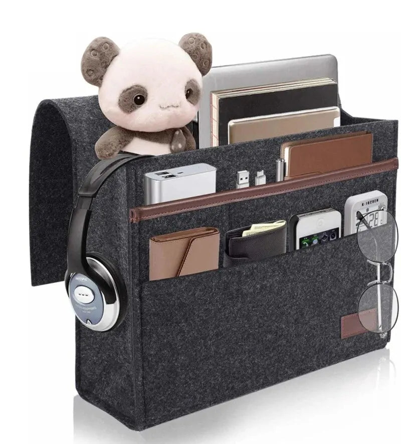 Hanging Bedside Storage Bag for Tablets and Remotes
