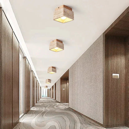 Modern Square Wooden LED Ceiling Light