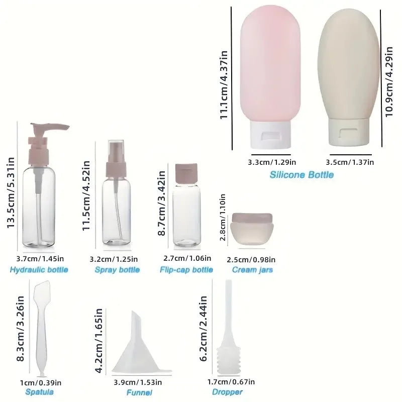 Portable 11pc Travel Size Toiletry Bottle Set