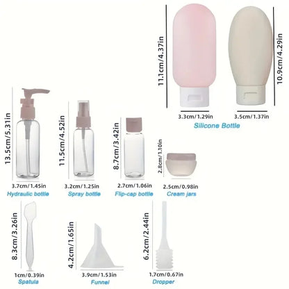 Portable 11pc Travel Size Toiletry Bottle Set