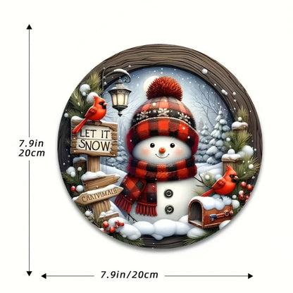 Festive Snowman Christmas Wreath Decoration 20cm