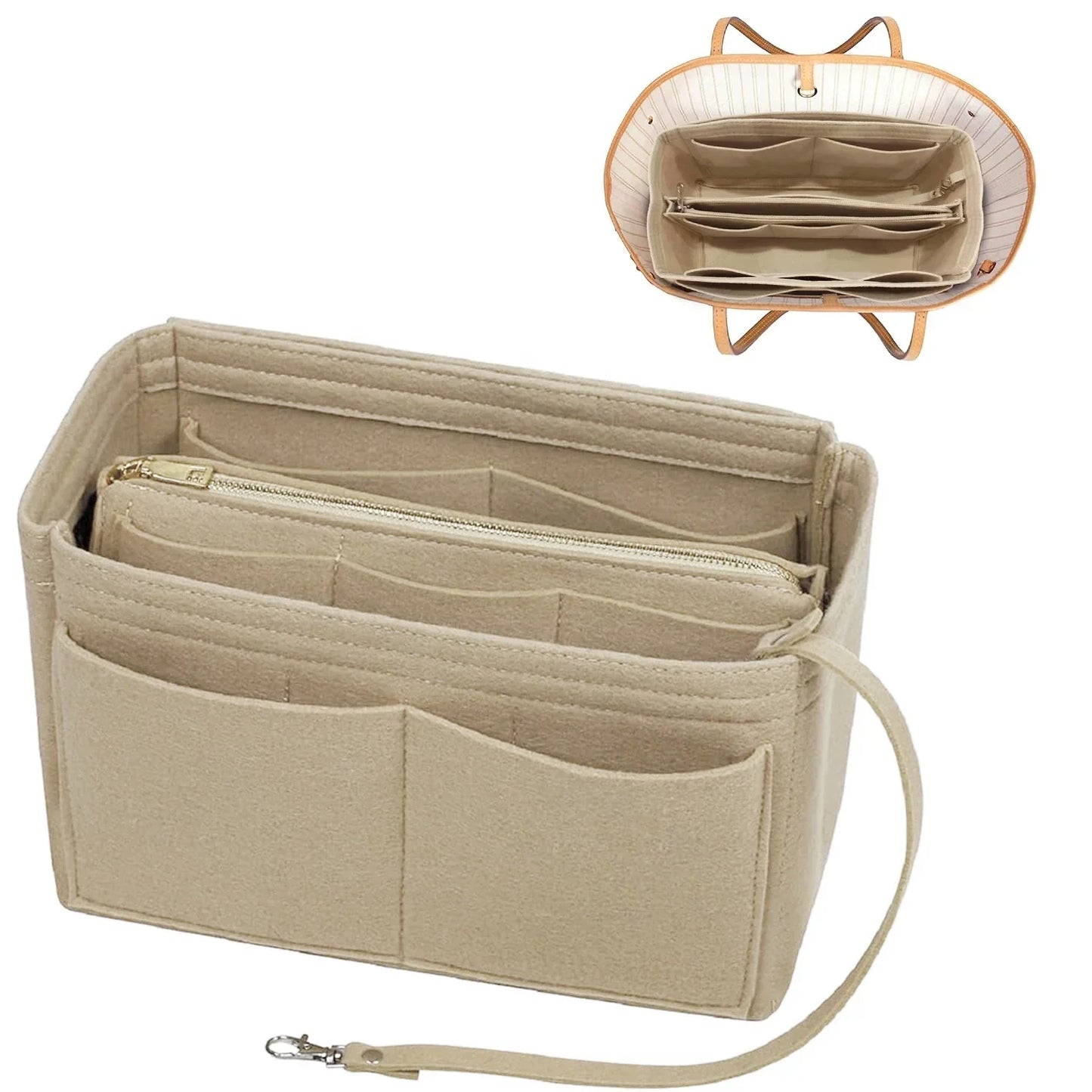 Premium Organizer Insert with Zipper and 15 Pockets